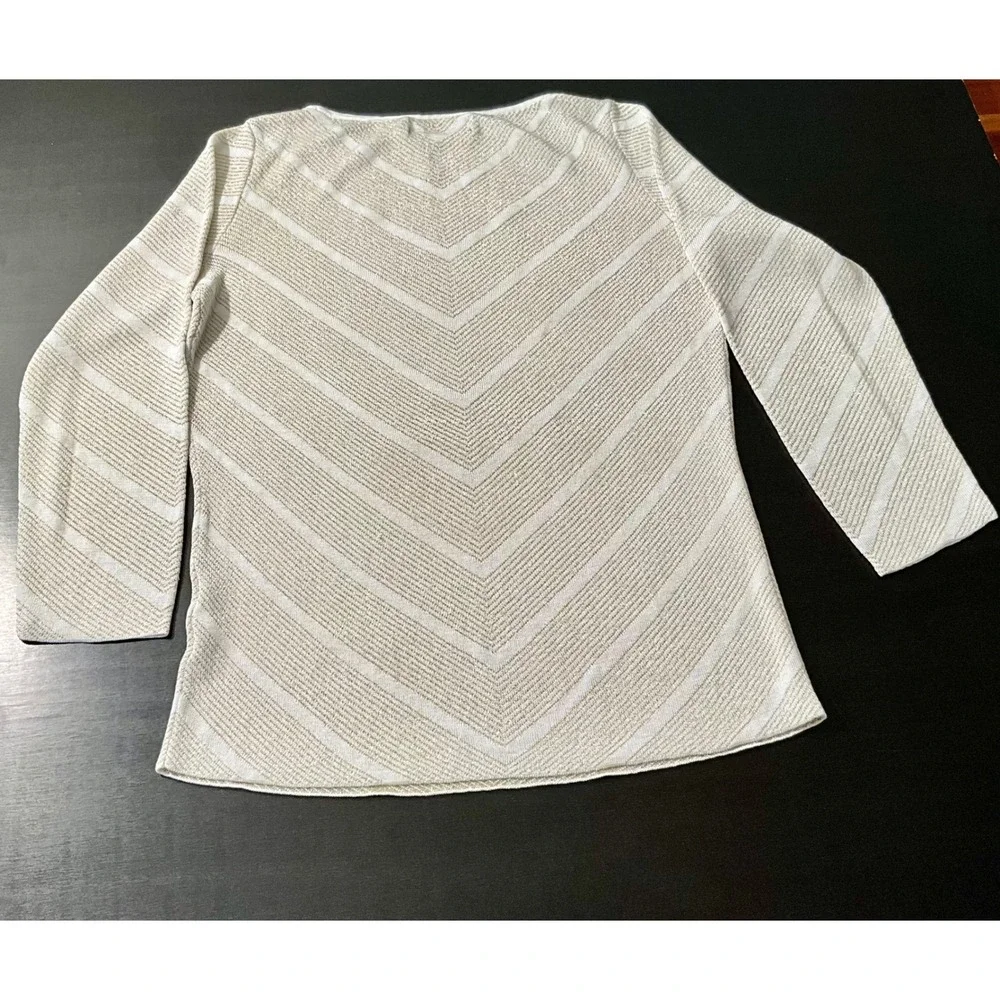 Jones New York Womens Chevron Stripe Long Sleeve Top Tunic Blouse Size S‎